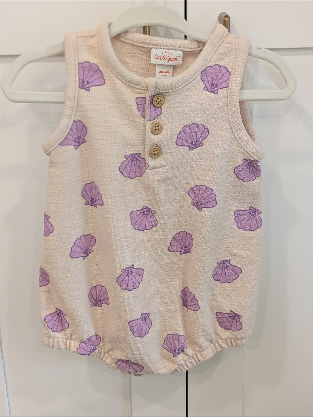 Cat & Jack Pink Shell-Print Sleeveless Baby Romper